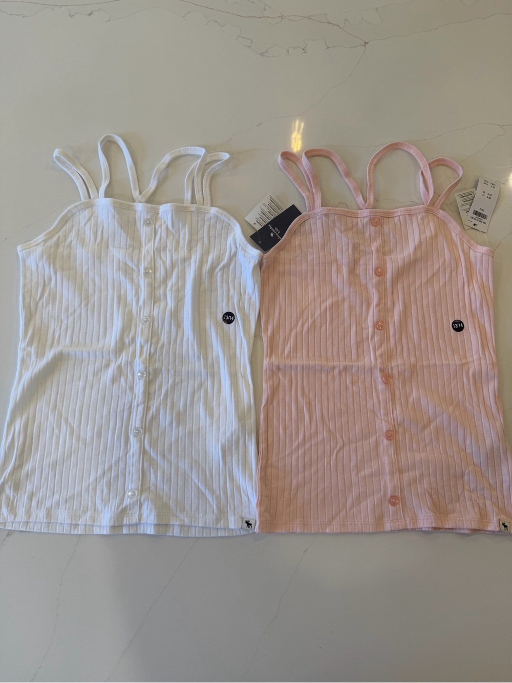 abercrombie kids White Ribbed Tank Top